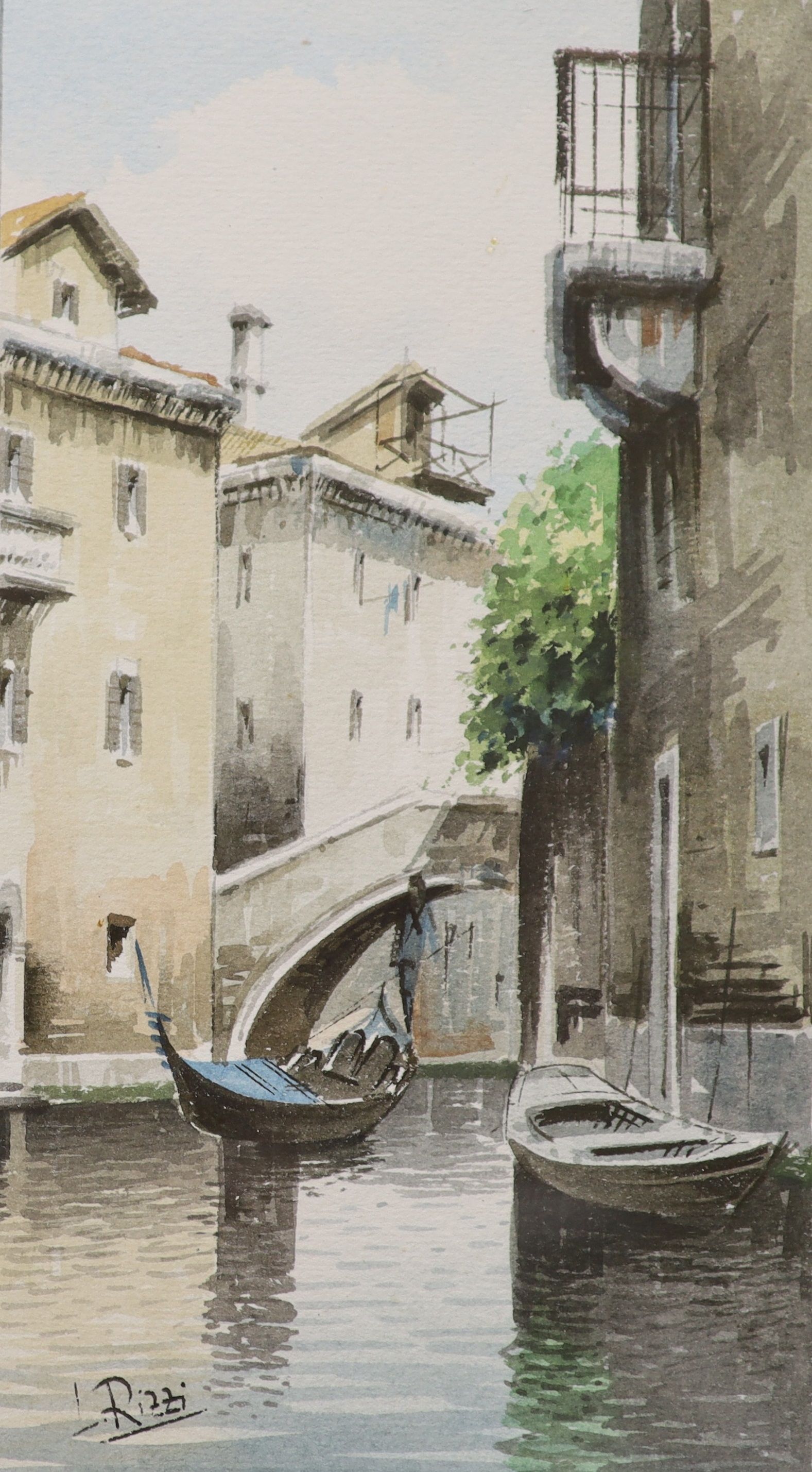 Albert Delia (Maltese, 1934-) oil on canvas, Valetta harbour, signed, 35 x 45cm and two views of Venice by other hands.